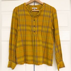 Madewell yellow pullover plaid flannel shirt